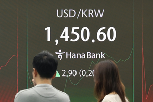 [속보] 환율, 심리적 저항선 1450원 뚫었다…코스피도 3900선 위협