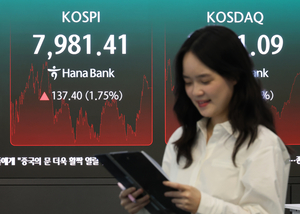 8천피 향한 코스피…삼성전자 30만원 눈앞, SK하이닉스 200만원 좌절