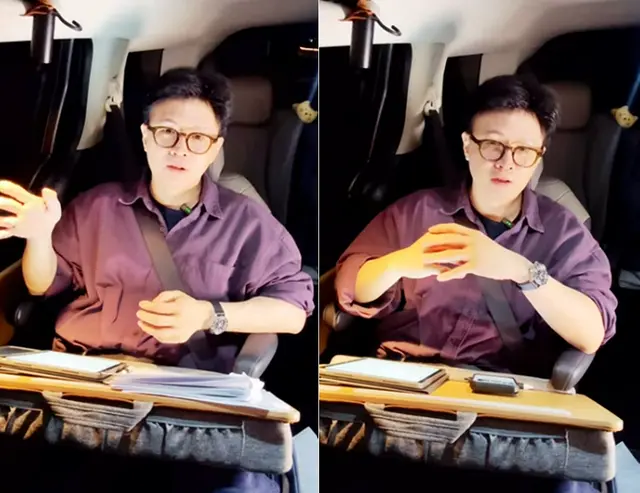 한동훈 국민의힘 전 대표가 지난 7월11일 밤 외부활동 후 자택으로 귀가하는 차량 안에서 유튜브 라이브 방송(라방)을 진행하고 있다.<유튜브 채널 ‘한동훈’ 영상 갈무리>