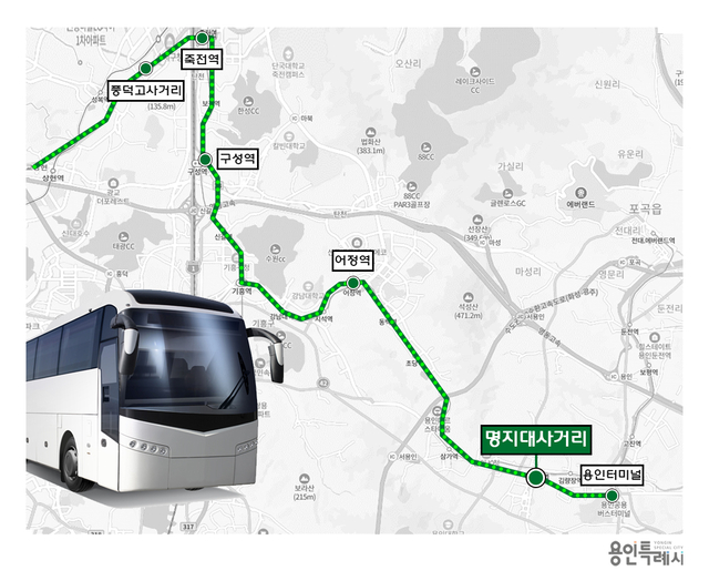 용인 공항버스 8282번 노선도