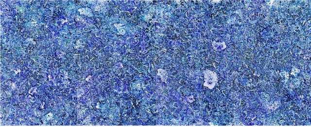 이율배, Song for Love-Fish Blue, 580x240cm, Acrylic on Canvas, 2022