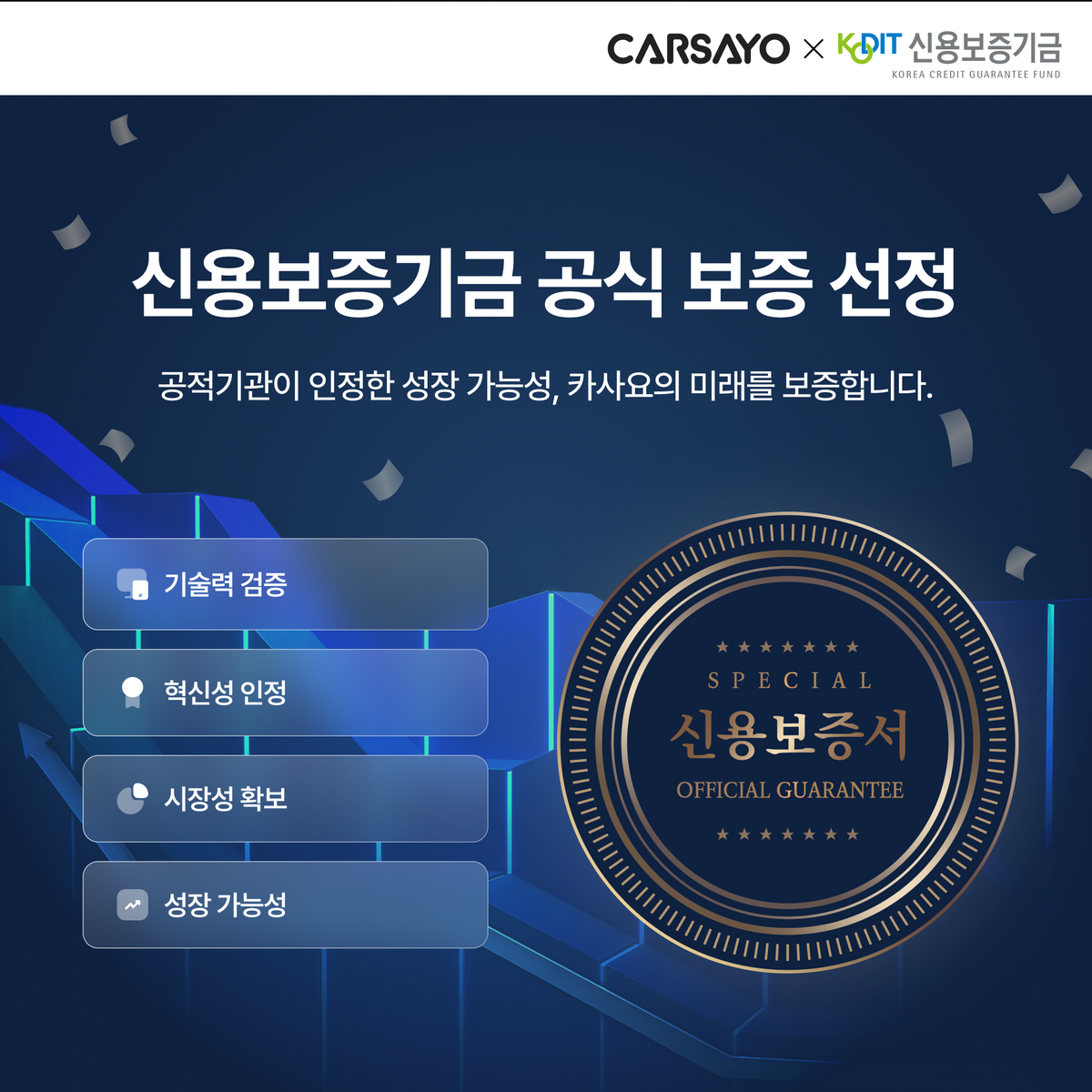 카사요, 신용보증기금 공식 보증 선정 - 뉴스 썸네일 이미지