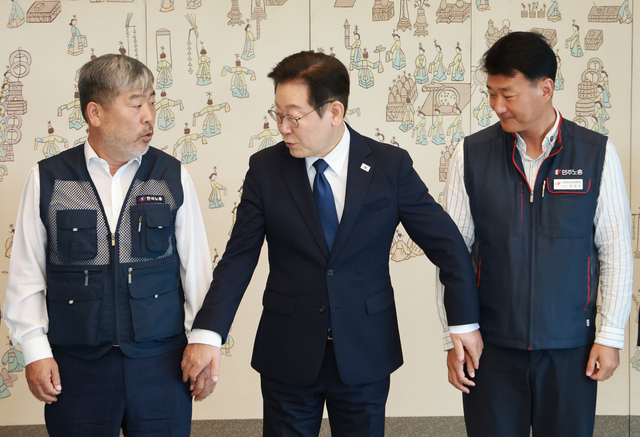 양대노총 위원장 만난 이재명 대통령. 연합뉴스
