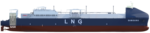 기본인증을 획득한 ‘용융염원자로(MSR) 탑재 LNG 운반선’의 개념설계 모습.
원자력연 제공