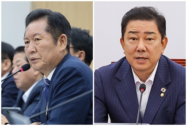 정청래(왼쪽) 더불어민주당 대표와 김병기 워내대표. [연합뉴스]
