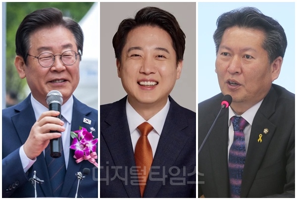 (맨 왼쪽부터) 이재명 대통령, 이준석 개혁신당 대표, 정청래 더불어민주당 대표. [디지털타임스 DB, 연합뉴스]