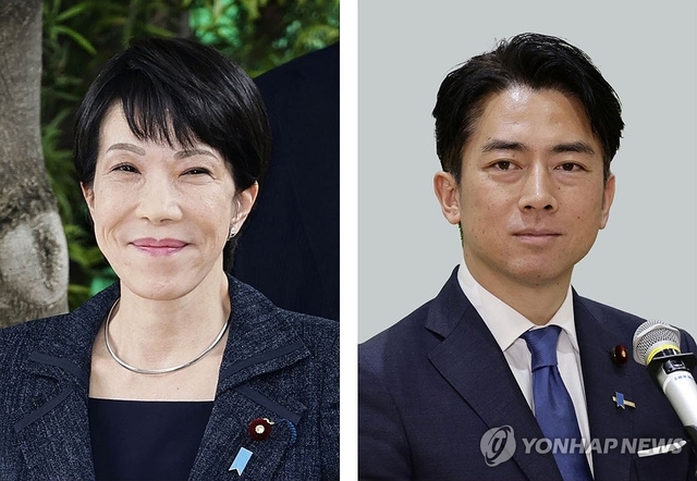 다카이치 전 경제안보담당상(왼쪽)과 고이즈미 농림수산상. [연합뉴스]