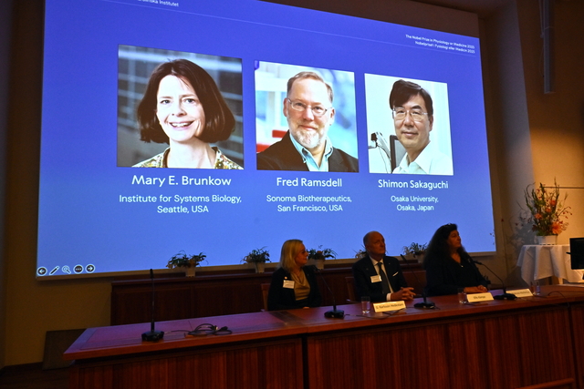 노벨 생리의학상에 매리 브런코, 프레드 람스델, 사카구치 시몬. 연합뉴스