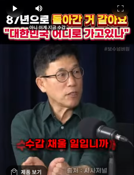 진중권 교수 출연 유튜브 방송 숏츠 캡처
