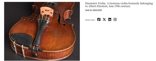 경매에서 팔린 아인슈타인의 바이올린 [도미닉 윈터 홈페이지 캡처]