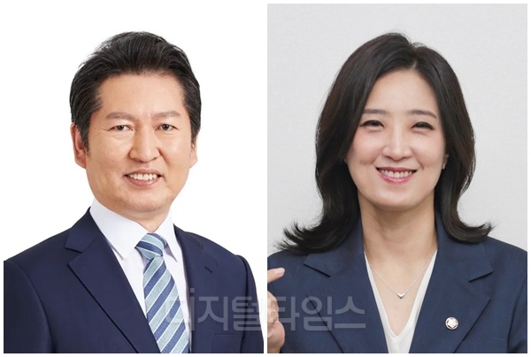 정청래(왼쪽) 더불어민주당 대표와 최보윤 국민의힘 수석대변인. [디지털타임스 DB]