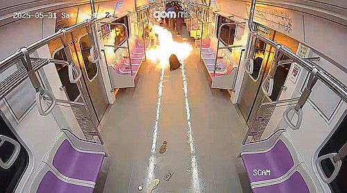 서울남부지검 ‘지하철 5호선 방화 사건’ 전담수사팀(팀장 손상희 부장검사)은 지난 6월 25일 살인미수와 현존전차방화치상, 철도안전법 위반 혐의로 원모(67)씨를 구속기소 했다고 밝혔다. 사진은 방화 현장 CCTV.  [서울남부지검 제공]