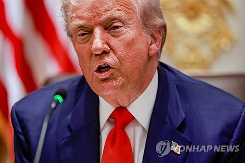 도널드 트럼프 미국 대통령이 14일(현지시간) 백악관에서 열린 아르헨티나 대통령과의 오찬 회담에서 발언하고 있다.   [로이터=연합뉴스]