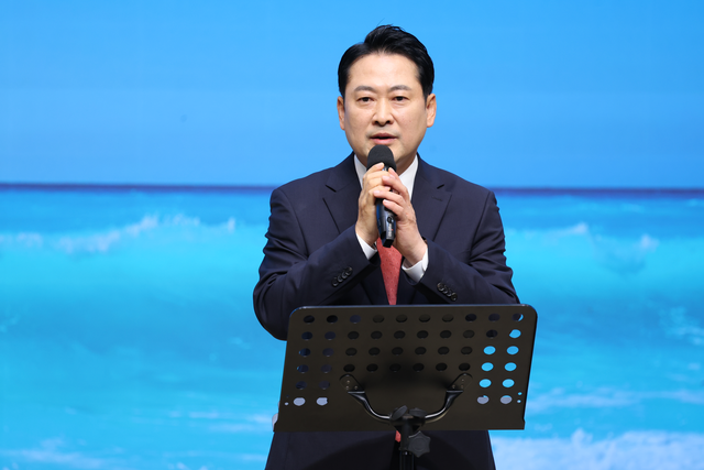 장동력 국민의힘 대표가 지난달 14일 부산 강서구 소재 세계로교회 주일예배에 참석해 발언하고 있다. 국민의힘 제공