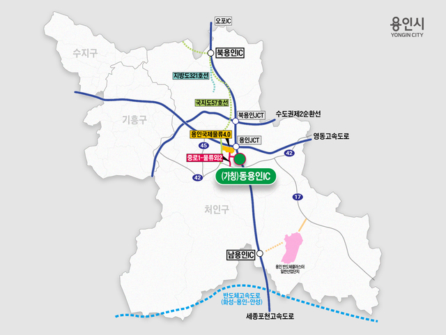 동용인IC와 인근 주요 도로망