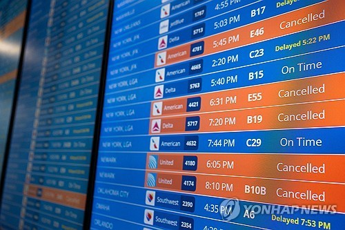 셧다운에 취소된 항공편 [로이터=연합뉴스]
