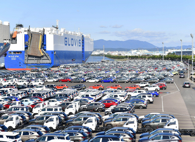 현대차 울산공장 수출선적부두. 현대차