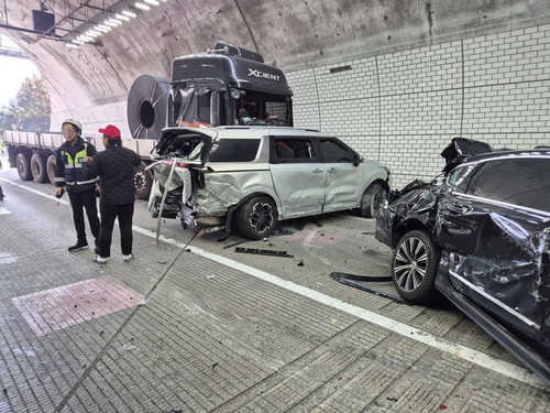 차령터널 내 다중추돌 사고 [공주소방서 제공]