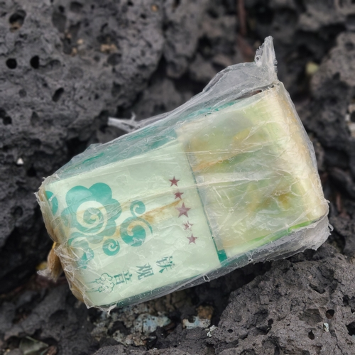 18일 제주시 조천읍에서 발견된 차(茶) 봉지에 싸인 마약류 의심 물체. [제주지방해양경찰청 제공]