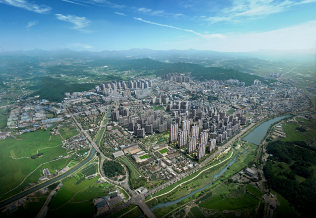 ‘안성 아양 금성백조 예미지’ 항공 조감도. (금성백조 제공)