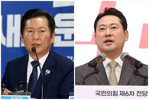 정청래(왼쪽) 더불어민주당 대표와 장동혁 국민의힘 대표. [연합뉴스]
