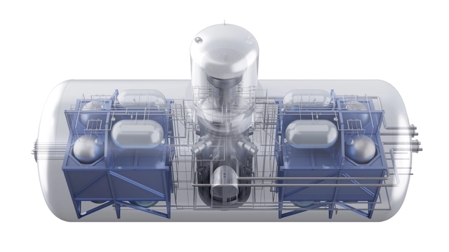 FSMR에 탑재된 원자로 격납용기(Safe Containment Vessel) 모습. 삼성중공업 제공.

