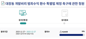 대장동 7400억 범죄수익 환수 특별법 청원 9부능선 넘겨