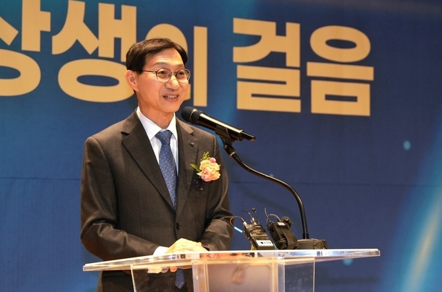 김성주 신임 국민연금공단 이사장이 취임식에서 발언하고 있다. 국민연금공단 제공