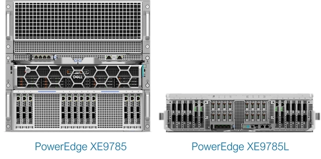 델 파워엣지 XE9785(공랭식)과 XE9785L(수랭식) 비교. 델테크놀로지스 제공
