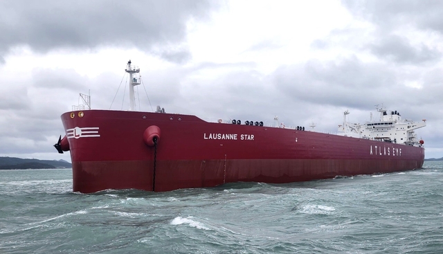 대한조선이 지난 2025년 11월 인도한 수에즈막스급 원유운반선 모습. ATLAS MARITIME 제공.