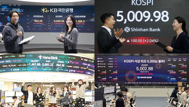 KB국민·신한·하나·우리은행 딜링룸 모습. [각사 제공]