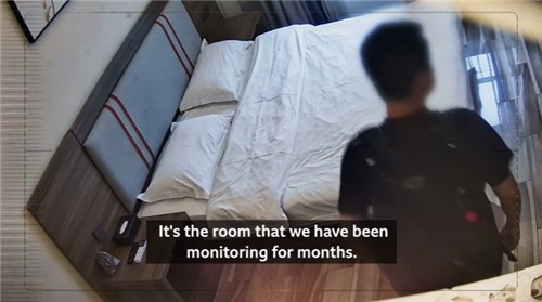 중국 호텔 객실 몰래카메라 [BBC 화면 캡처]