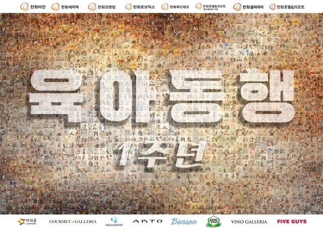 지난 1년간 육아동행지원금을 받은 직원들의 가족 사진. 한화 제공