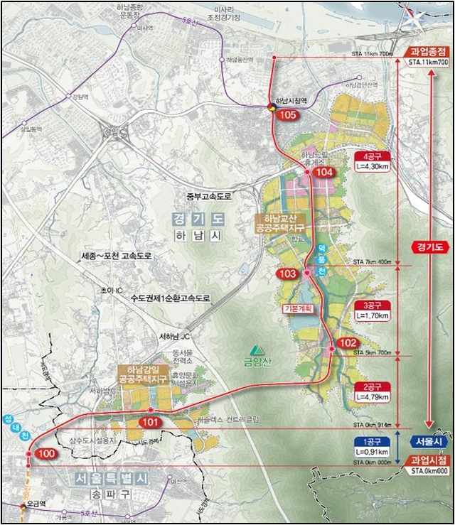 송파하남선 노선도