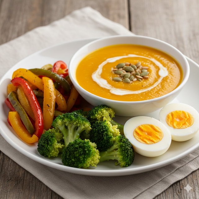 비타민AEC와 비타민D가 모두 함유된 아침식사. 제미나이로 그린 일러스트.