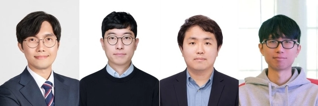 곽원진(왼쪽부터) UNIST  교수, 최정현 가천대 교수, 문장혁 중앙대 교수, 이현욱 UNIST 연구원(제1저자).