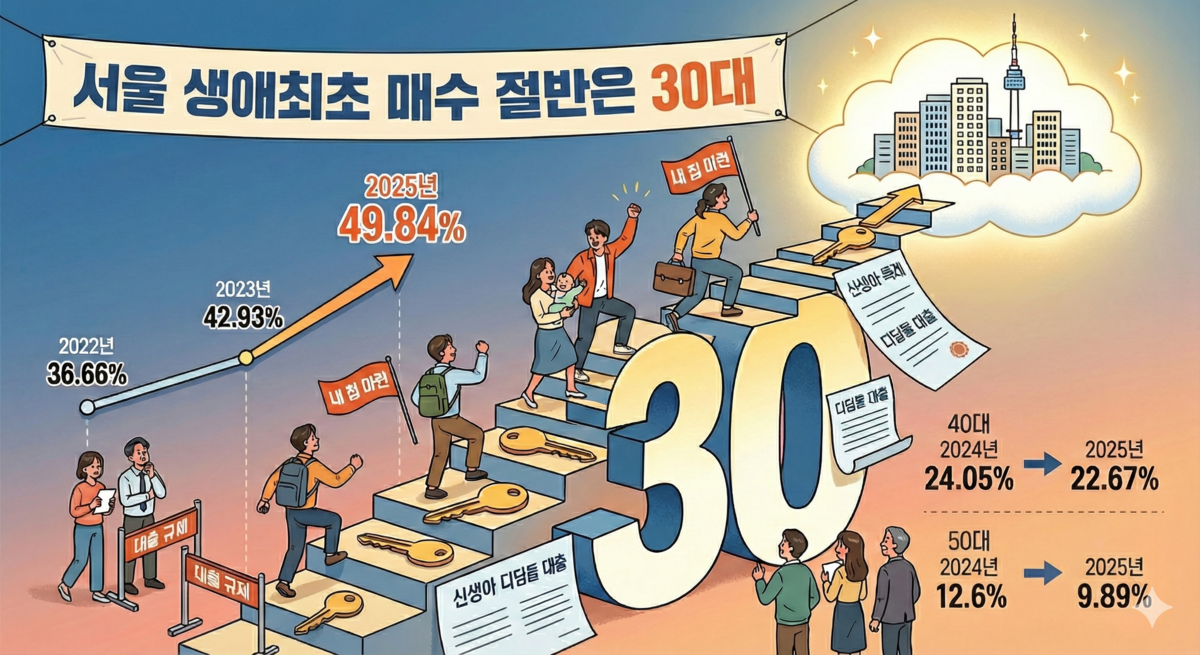 “서울 첫 내집마련 절반은 30대”…4050 밀어냈다