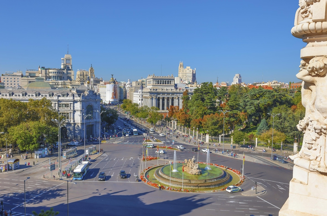 스페인 마드리드 시벨레스 궁전 위에서 본 거리. 연합뉴스