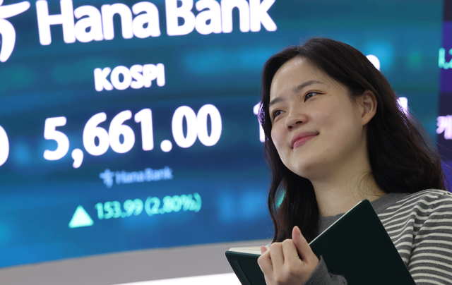 19일 서울 중구 하나은행 본점에서 직원들이 업무를 보고 있다. 이날 코스피는 오전 9시 2분 현재 전장보다 150.70포인트(2.74%) 오른 5,657.71을 나타내고 있다.  [연합뉴스]