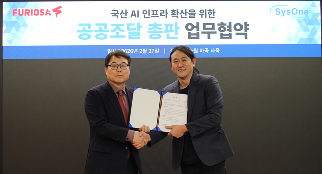 왼쪽부터 김영주 시스원 대표와 백준호 퓨리오사AI 대표 [시스원 제공]