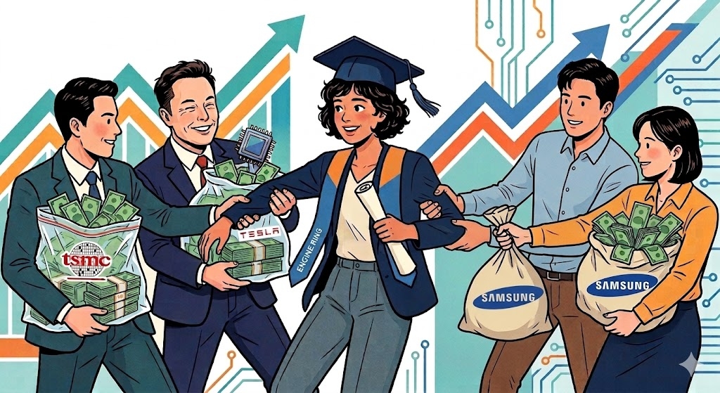 ‘삼전닉스’ 억대 성과급에 TSMC 신입 연봉 1억…천장 뚫린 반도체 몸...