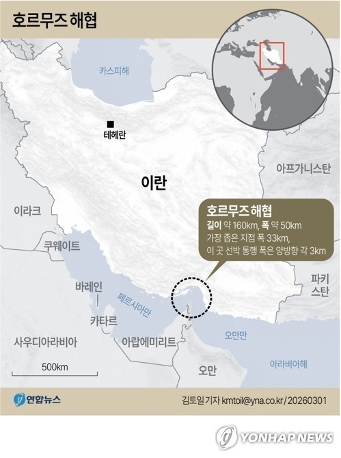 이란이 이스라엘과 미국의 공격을 받은 후 ‘선박 통행 불가’를 선언한 호르무즈 해협은 중동의 전략적 요충지이자 세계적 원유 수송로다. 연합뉴스