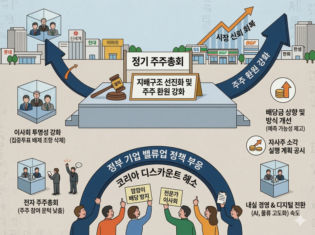 '코리아 디스카운트'는 옛말?...유통가 주총 시즌 3대 관전 포인트 - 뉴스 썸네일 이미지