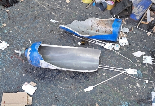 파열된 이산화탄소 저장 용기 [울산소방본부 제공]