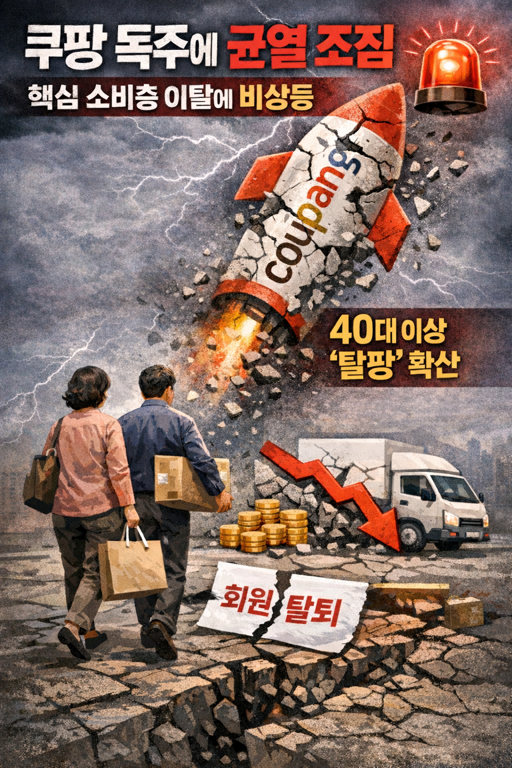 흔들리는 ‘쿠팡 독주’…‘큰손’ 4050 지갑 닫자 2700억 증발