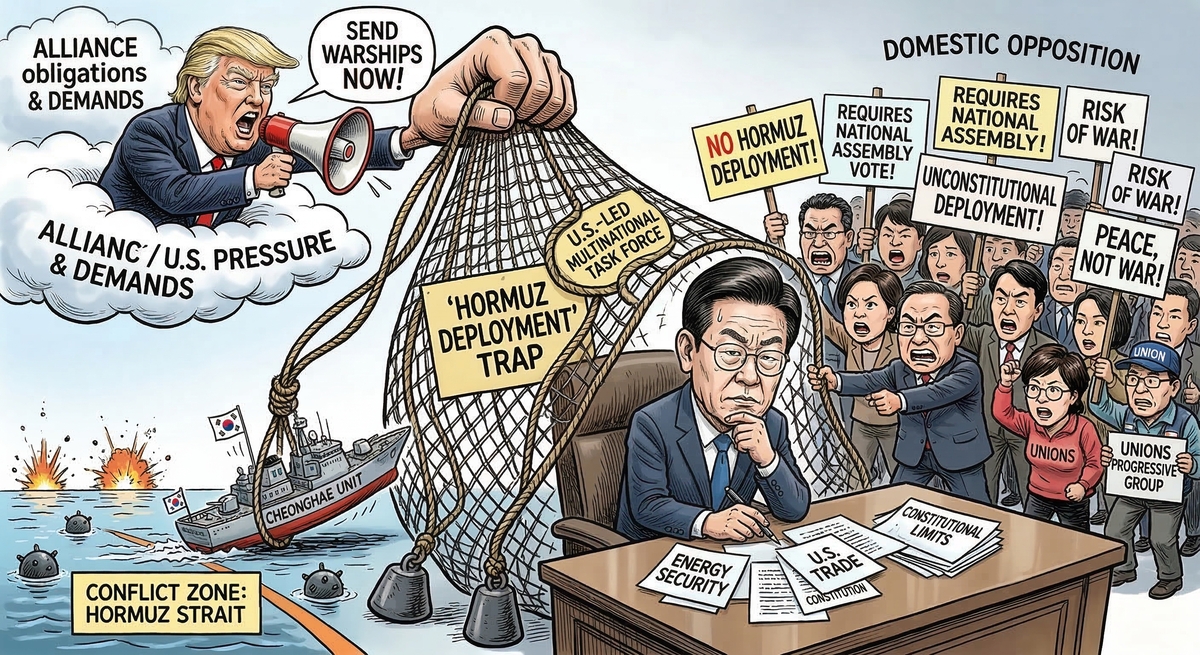 [기획] 트럼프 “군함 보내라”… 李 끝내 ‘파병 덫’