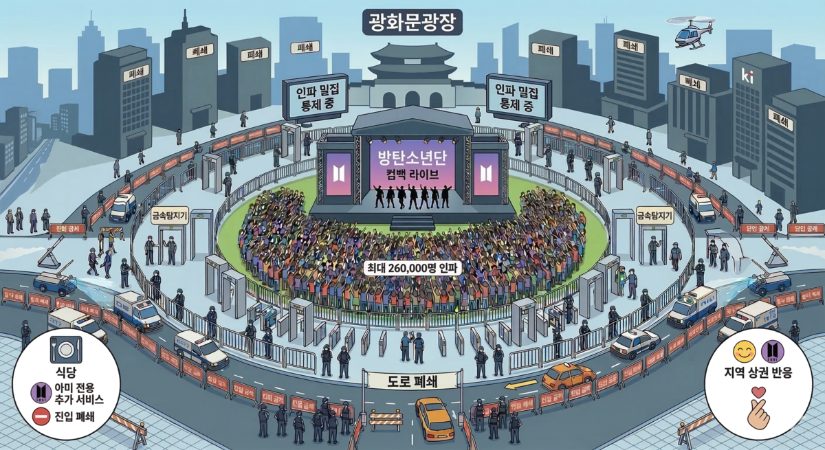 BTS ‘꼼수 관람’ 원천 차단…광화문 31개 빌딩 통제