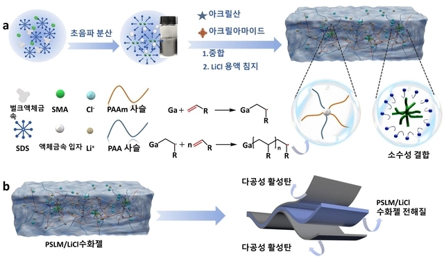 액체금속 기반 수화젤 전해질 제조 모식도. 연구재단 제공.
