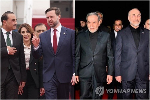 미국 대표단(왼쪽)과 이란 대표단
[AP·EPA=연합뉴스]