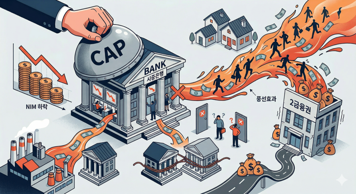 1%대 ‘대출 캡’에 갇힌 은행들…수익성 비상에 커지는 ‘풍선효과’